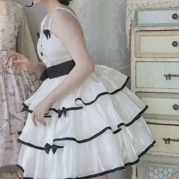 Lolita Kleit Valge Camellia / Must Tõusis Naiste Jsk Kolme etapi Magus Armas Pehme Girl Kleidid Kawaii Girly Lolita JSK Kleit 4