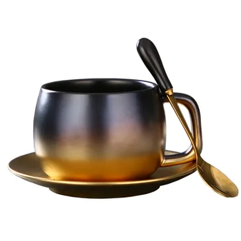 Luksuslik Must Auk Stiilis Uus Matt Must Kuld Šampanja Kohvi Tassi Komplekt Tabeli Teenetemärgi Unikaalne Reisi-Paari Tee Tassid ja Kruusid