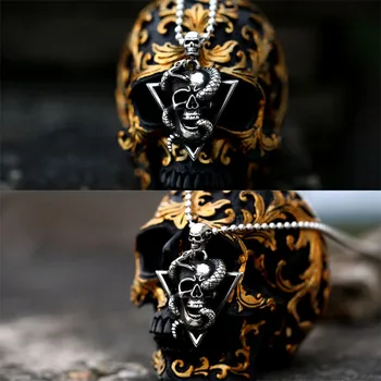 Medusa-pendentif crâne de madu Roostevabast Terasest collier gothique bijoux Punk Nceklace Ehted BP8-519 4