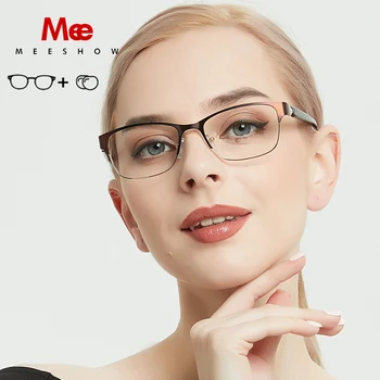 MEESHOW titaani sulam retsepti klaasid raami naiste prillid cat eye prillid 2019 lühinägevus taani klaasi, dioptri 809