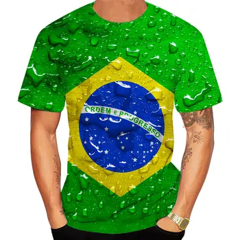 Meeste 2022 Brasiilia Lipu 3D Trükkimine T-Särk Meeste Casual Spordi T-Särk Brasil Lühikesed Varrukad Tee