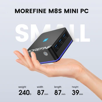 Morefine M8S Mini PC Intel 11. Gen N5105 Windows 11 DDR4 2933MHz Ultra Compact Tasku Arvuti Dual LAN 3x4K@60Hz WiFi6 BT5.2