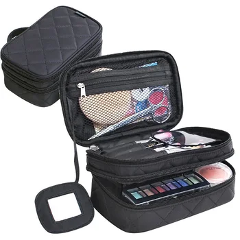 Multifunktsionaalne 2 Kihi moodustavad Bag Naiste Ilu Meik Harja Kott Peegel Travel Kit Korraldaja Kosmeetika Kott Korraldaja 0