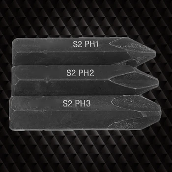 Must 8mm S2 Legeeritud Terasest Kruvi Mõju Bit Tugev Magnet-Bit kulumiskindel PH1 / PH2 / PH3 3 Tükki Sätestatud Vahendeid, 1