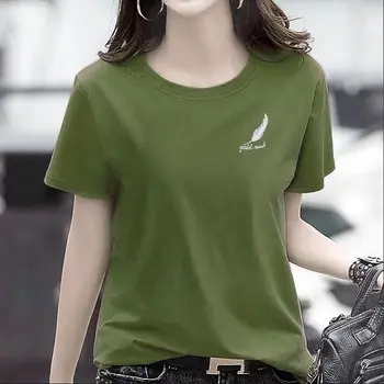 Naine TShirts Naiste Lühikese Varrukaga T-särk Suvel Naiste Poole Varruka Crop Top Mujer Camisetas