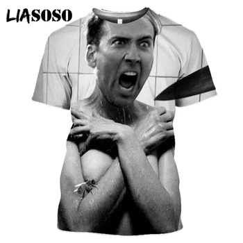 Näitleja Nicolas Cage Aastal Dušš Naljakas Naised Meeste T-särk 3D Print Naerdes Harajuku Casual T-särk, Lühikesed Varrukad Riided 0