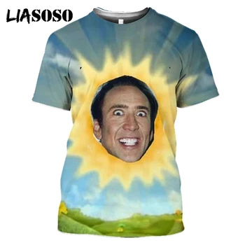 Näitleja Nicolas Cage Aastal Dušš Naljakas Naised Meeste T-särk 3D Print Naerdes Harajuku Casual T-särk, Lühikesed Varrukad Riided 3