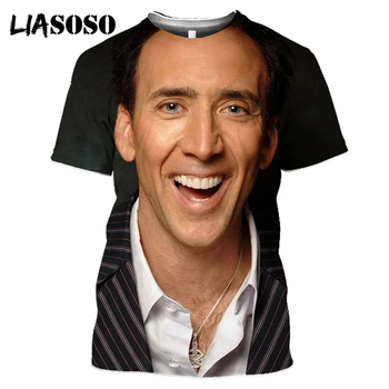 Näitleja Nicolas Cage Aastal Dušš Naljakas Naised Meeste T-särk 3D Print Naerdes Harajuku Casual T-särk, Lühikesed Varrukad Riided 4