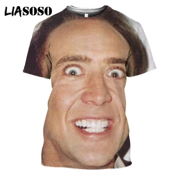 Näitleja Nicolas Cage Aastal Dušš Naljakas Naised Meeste T-särk 3D Print Naerdes Harajuku Casual T-särk, Lühikesed Varrukad Riided 5