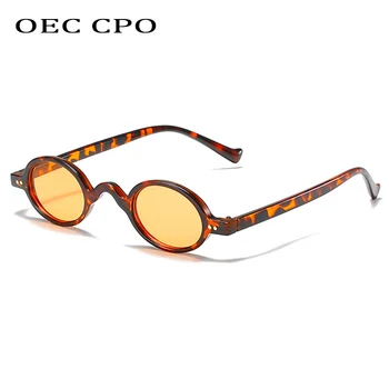 OEC CPO Vintage Väike Ring Päikeseprillid Naistele Uus Punk Mood päikeseprillid Naiste Retro, Leopard Kollane Steampunk Prillid UV400 0