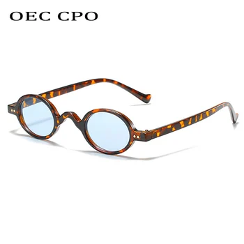 OEC CPO Vintage Väike Ring Päikeseprillid Naistele Uus Punk Mood päikeseprillid Naiste Retro, Leopard Kollane Steampunk Prillid UV400 2