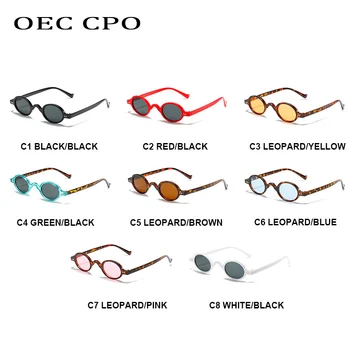 OEC CPO Vintage Väike Ring Päikeseprillid Naistele Uus Punk Mood päikeseprillid Naiste Retro, Leopard Kollane Steampunk Prillid UV400 5