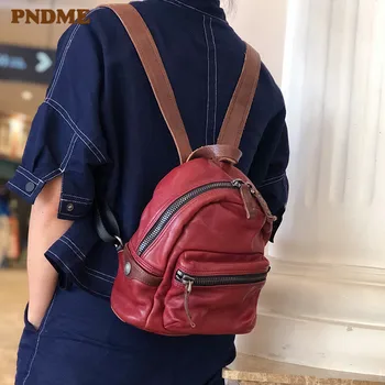 PNDME mood ehtne nahk daamid iga päev väike seljakott vabaaja retro luksus naturaalne pehme cowhide naiste nädalavahetusel travel bagpack