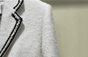 Preppy Stiili Naiste Täkiline Mantel Tweed Ühe Karavan Ülerõivad Pikad Varrukad Naiste Jakid Uus 2021 Sügis Talv