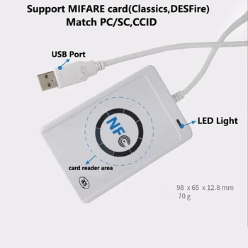 RFID Lugeja ACR122U NFC Nutikas Kontaktivaba kiipkaardi ja Kirjanik Rfid-Koopiamasina Paljundusaparaat 10tk UID Muutlik Sildi Kaardi Võti Fob 4