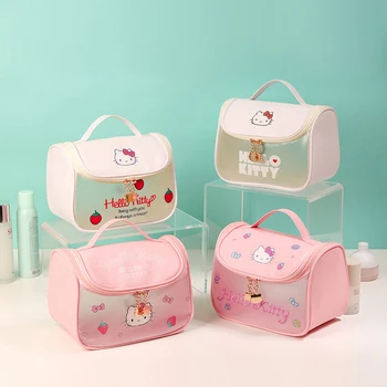 Sanrio Kawaii Kosmeetika Kott Hello Kitty Nühkima Suure Mahutavusega Veekindel Kaasaskantav Konks PU Nahk Cartoon Pesta Ladustamise Kott forGirl