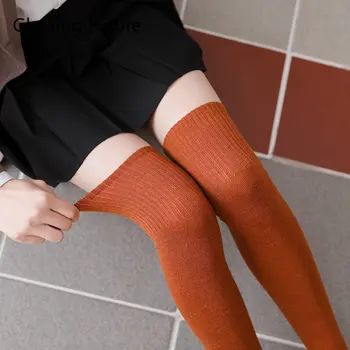 talvel soe naiste sukad lihtne jaapani mood harajuku reie kõrge sokid villa tahke põlve kõrge sokid kawaii armas pikk, sokk