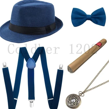 Tasuta Laeva Halloween 1920 Mens Gatsby Gangster Tarvikute Komplekt Panama Müts Suspender kikilips 20s Suur Gatsby Cosplay Tarvikud 4