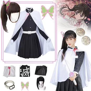 Tsuyuri Kanao Anime Cosplay Demon Slayer Kostüüm Kimono Täis Parukas Kimetsu No Yaiba Täiskasvanud ja Lapsed Ühtne Halloween Riideid 0