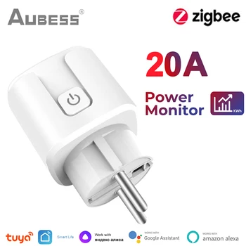 Tuya Smart Socket Pistik Zigbee ELI 20A Adapter, Smart Elu hääljuhtimine Võimsus Monitor Pistikupesasse Tööd Alexa Google ' i Kodu Yandex