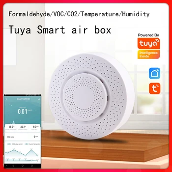 Tuya Wifi Air Box Süsinikdioksiidi Detektor CO2 Gaasi Andur Formaldehüüdi ja lenduvate orgaaniliste ÜHENDITE Temperatuuri Andur Töötab Alexa Google Kodu
