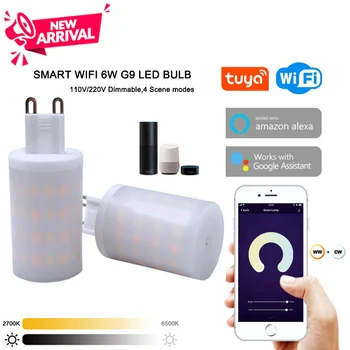 Tuya WiFi G9 Smart LED Lamp G9 6W LED Lamp Juhitava Smart Valgustus Halogeenlambid Taimer Rühma Kontrolli Lühter Pirn