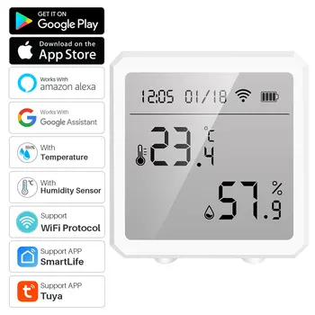 Tuya WIFI Temperatuuri ja Niiskuse Andur Sise-Hygrometer Termomeetri Anduri Smart Elu Kaugjuhtimispuldi Tugi Alexa Google Kodu
