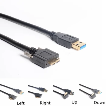 USB 3.0 A mees Mikro-B Kaabel vasakule paremale üles alla nurk 90 Kraadi mees Puldiga Kruvid 5Gbps 0,3 m 1m 1,8 m 1FT 6FT 0