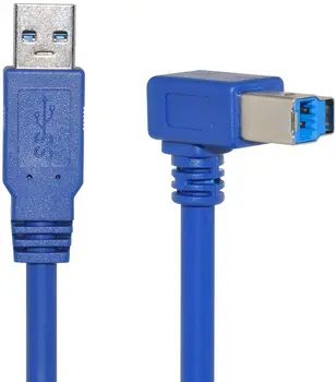 USB 3.0 A-Tüüpi Mees, et B-Isane 90 Kraadi Paremale Küünarnukk Kõverdatud Printeri Kaabel Juhe Sinine 1M