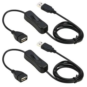 USB pikendusjuhe koos on/Off Lüliti-USB-Meeste ja Naiste Kaabel Toetus (Andmed ja Võimsus) USB Peakomplekt, LED Ribad(2-Pakk)