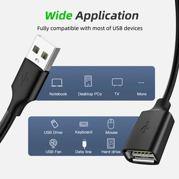 USB pikenduskaabel USB 2.0 pikenduskaabel Meeste ja Naiste Kaabel, mis Sobib PC TV Mobile USB Kõvaketta Kaabel 4