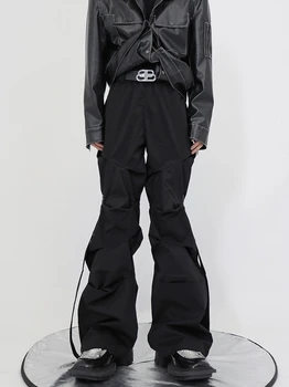 Uus 2022 korea fashion streetwear Kottis Black cargo püksid Vintage Casual mees plisseeritud püksid hulgimüük