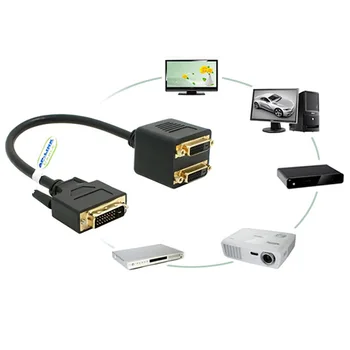Uus Adapter-DVI-D Male Dual 2 DVI-I Naiste Video Y Splitter Cable Adapter DOM668