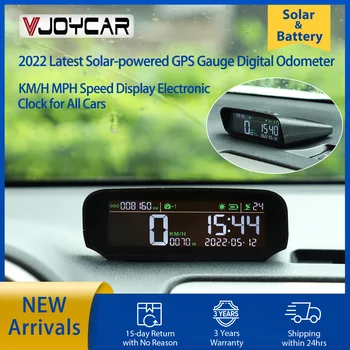 VJOYCAR S100 2022 Viimane Solar-powered GPS-Mõõtur Traadita HUD Ekraan Digitaalne Spidomeeter Läbisõidumõõdik KM/H, MPH Kell Kõikidele Autodele
