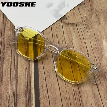 YOOSKE Brändi Vintage Päikeseprillid Meestele Trendikas Läbipaistev Kollane Päike Prillid Naiste Retro Ringi, Prillid Daamid Reisi Tooni UV400